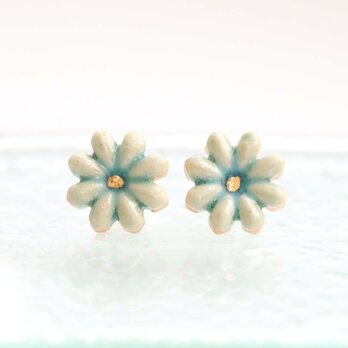 花形の金彩陶ピアス・イヤリング / トルコブルー
