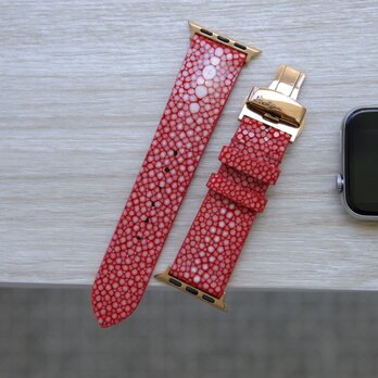 高級革使用 スティングレイ　エイ革　スターマーク　Applewatchベルト　腕時計 バンド　本革　の画像