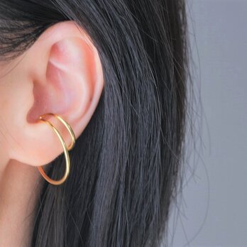 Tvöfalt ear cuff：２連デザイン　ゴールドカラーイヤーカフ silver925の画像