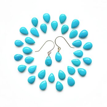 極上発色★キングマンターコイズのペアシェイプ・サージカルステンレスピアス　～Fatima