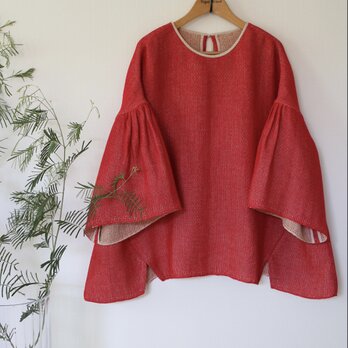 秋夏★ダブルガーゼリネン100% ブラウス★厚手