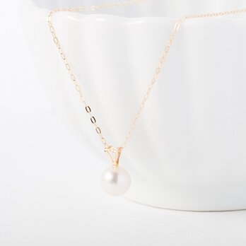 K10＊良質アコヤ真珠のシンプルひとつぶネックレスの画像