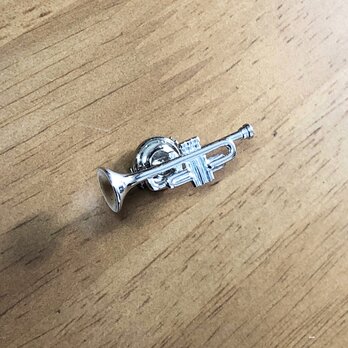 【トランペット】スターリングシルバー製ピンバッジ Trumpet Pins 楽器アクセサリー ブローチ ピンズ タイピンの画像