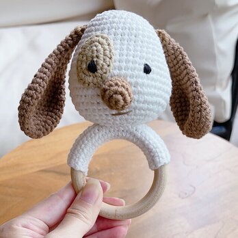 おもちゃ 犬 ガラガラ ラトル 0歳 男の子 女の子 編みぐるみ 出産祝い あかちゃん ギフト プレゼントの画像