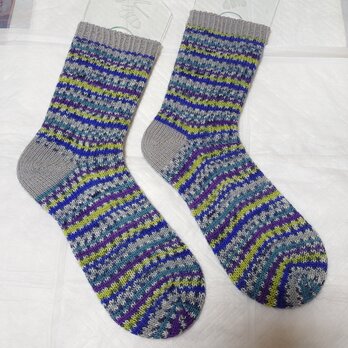手編み靴下 S＋S indigoの画像