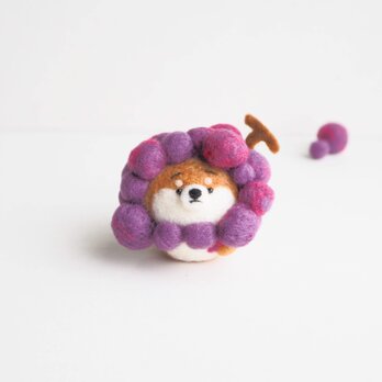 【受注製作】なりきりぶどうのまゆ柴犬(赤柴・黒柴・白柴)　羊毛フェルトの画像