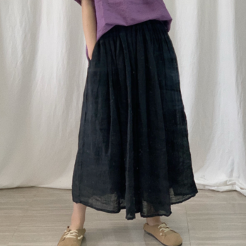 ハイウエスト快適スカート 高品質のリネン ゆったりの画像