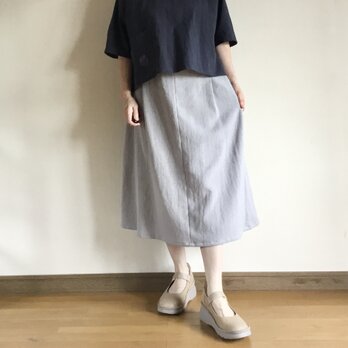 【受注制作】パールグレーの手織りAラインスカートの画像