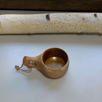 桜材のククサ内面【伝統工芸士の漆塗り】マグカップ　送料無料１点もの　kom-053の画像