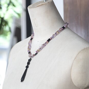 Ametrine＆Tourmaline＆Onyx Beads Necklaceの画像