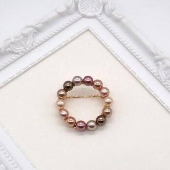 アンティークカラーパールのサークルブローチ