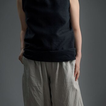 【Mサイズ】【wafu】雅亜麻 Linen シャリーング ネック インナーとしても/黒色 p014c-bck1-Mの画像