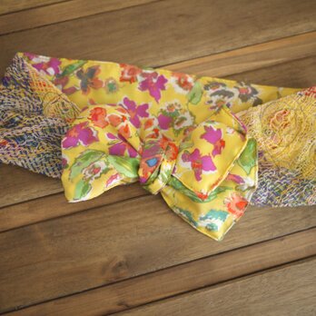 手織り　リボンスカーフ　ヘアバンドの画像