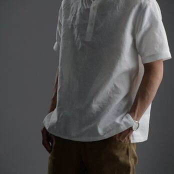 【Mサイズ】【wafu】Linen Polo Shirt ポロシャツ 超高密度リネン /白色 t053a-wht1-Mの画像