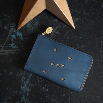 Ｌ字ファスナー ミドル財布（ORION ナイトブルー）牛革 レディース メンズ 星の画像