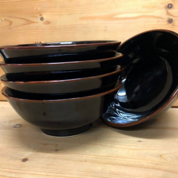 【新品】美濃焼製 鉄釉麺鉢 5個組 1個のサイズ/口径/約23cm×高さ/約9.5cm/約1kgの画像