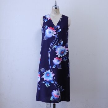 浴衣生地　　向日葵スリットロングワンピース　Mサイズ