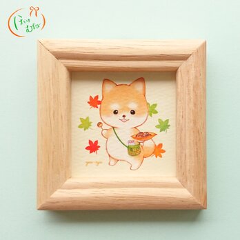 複製ミニイラスト 柴犬ちゃん「一緒に食べよ！」の画像