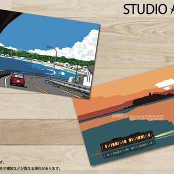 湘南イラスト ポストカード ２枚セット（B）の画像