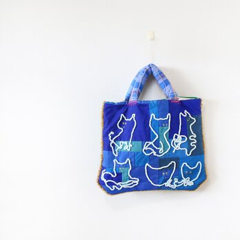 ぺたんこキルトバッグ「mokoneko-bag」の画像