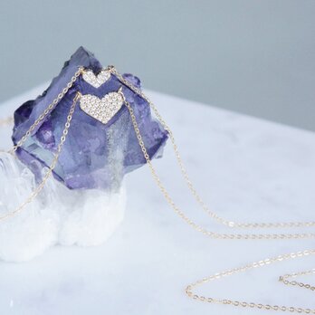 【14KGF】Dainty Lovely CZ Heart Necklace(S)の画像