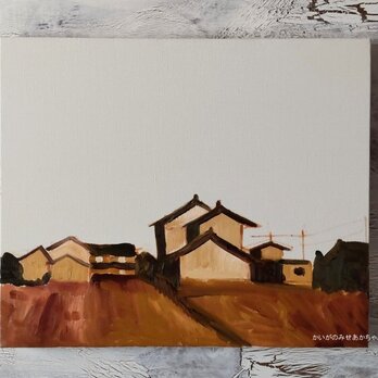 原画「稲刈り後の田園風景」F8・油彩画の画像