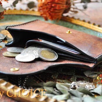 イタリアンレザー・革新のプエブロ・ミニマム財布（ウォールナット×オルテシア）の画像