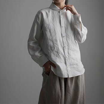 【wafu】Linen Shirt ショールカラーシャツ /白色 t036b-wht1の画像