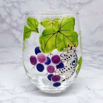 葡萄と猫のガラス　スプリッツァーグラスの画像