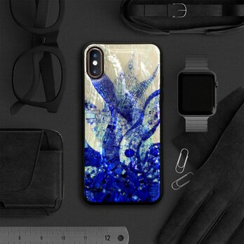 名入れ可 天然貝シェル 鯨 iPhone 全機種対応 ケース ステンドグラス風  ソフト耐衝擊 カバー 005の画像