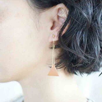 ○３０％OFF●即売アイテム●sankaku leathre pierce/earring （camel-size/s）の画像