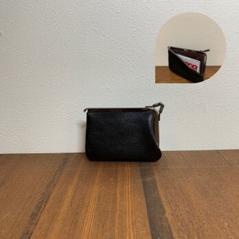 姫路レザーmini miniカードがま口財布◆黒の画像
