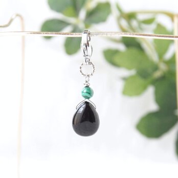 Pear Shaped Zipper Charm（モリオン×マラカイト）