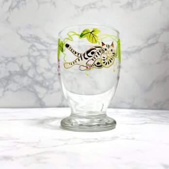 葡萄と猫のガラス　フリーカップの画像