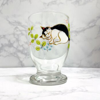 萩と猫のガラス　フリーカップの画像