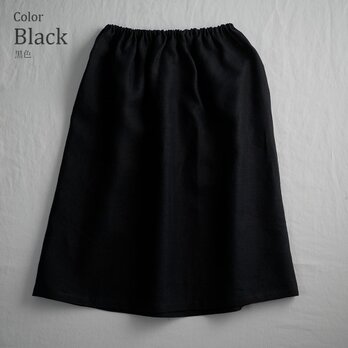 雅亜麻 Linen　ロングペチスカート 膝丈 インナーにも / 黒色 p002b-bck1の画像