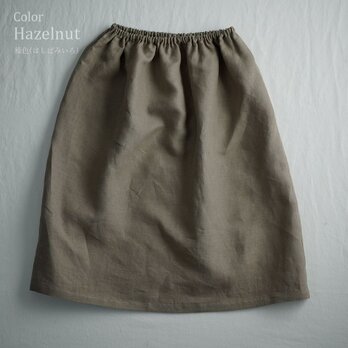 雅亜麻 Linen　ロングペチスカート 膝丈 インナーにも / 榛色(はしばみいろ) p002b-hbm1の画像
