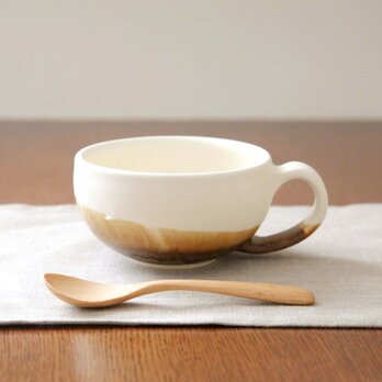 白茶の釉薬 陶器のあたたかスープカップの画像