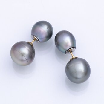 Black Butterfly Pearl Stud Pierce －large－の画像