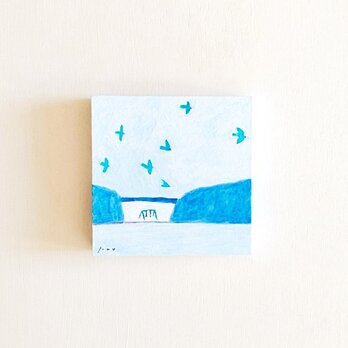 原画「見晴らしの良い場所」 アートパネル（10㎝×10㎝）※額縁別売り　絵画・イラスト・アクリル画の画像