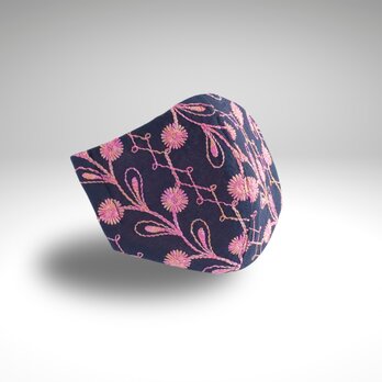 PSNY 桃色タンポポ・クレピス・刺繍のマスク 不織布フィルター入り ピンクの花 上品　可愛い ますく マスク FR18の画像