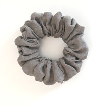 リネンのシュシュ...グレーベージュ...ゴム穴付き