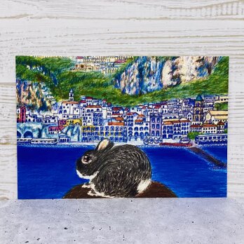 旅するうさぎちゃん[世界遺産イタリアのアマルフィ海岸に行く]同柄ポストカード3枚セットの画像