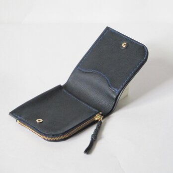 イタリア革のソフトな薄型二つ折り財布（ネイビー）の画像