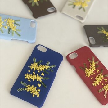全6色　刺繍のふわふわ新ミモザiPhoneケースの画像