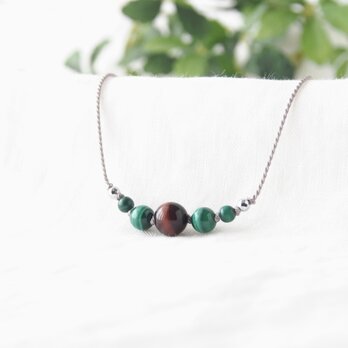 Tiger's Eye Short Necklace（Red×Green）の画像