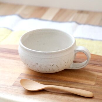 白マット釉のざっくりほっこりスープカップ