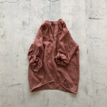 ラグランチュニック　リネン　サーモンブラッシュfrech linen100%の画像