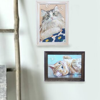 コロンと仰向け茶トラ(猫と北欧柄)の画像