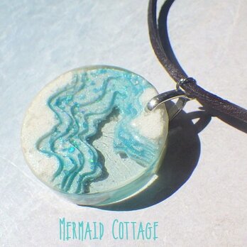 White Sand Lagoon Pendant ☆白砂ラグーンの革紐ネックレス ☆サークルの画像